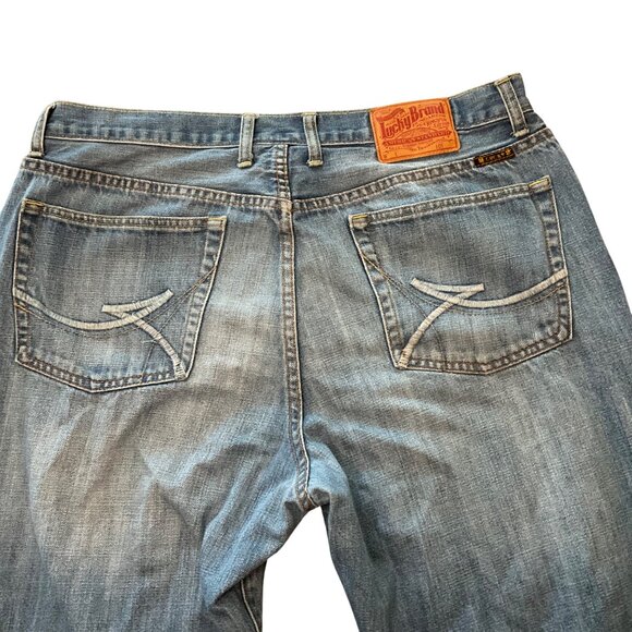Lucky Brand Mens Relaxed Fit Distressed Light Wash Denim Jeans Size 36 Cotton - Picture 7 of 10